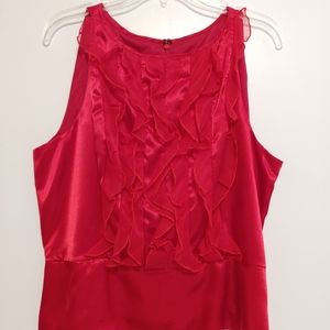 JS Boutique Women's Red Ruffle Zip Up Sleeveless Blouse XL